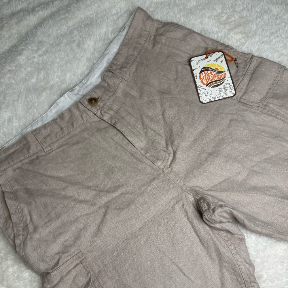 C&C California Men's Linen Cargo Shorts in Light Tan